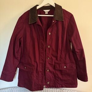 Christopher & Banks Maroon Jacket with Dark Brown corduroy Collar xl